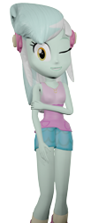 Size: 867x2109 | Tagged: safe, artist:optimussparkle, lyra heartstrings, human, equestria girls, g4, 3d, clothes, looking at you, one eye closed, simple background, solo, source filmmaker, transparent background, wink
