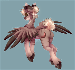 Size: 919x858 | Tagged: source needed, safe, artist:kooraly, oc, oc:amoo, hybrid, pegasus, pony, zebra, zony, blonde, butt, colored, commission, crescent, curly tail, ear piercing, earring, female, flying, gradient hooves, hair bun, hooves, jewelry, lineart, mare, orange eyes, pegasus oc, piercing, plot, pony oc, shading, short hair, short mane, short tail, simple background, solo, spread wings, stripes, tail, wings, zebra oc, zony oc