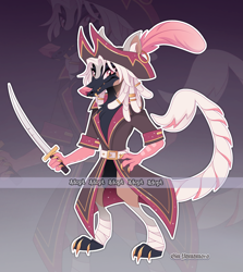Size: 3551x3973 | Tagged: safe, artist:gkolae, oc, oc only, anthro, digitigrade anthro, hat, high res, klugetown, pirate, pirate hat, sword, weapon, zoom layer