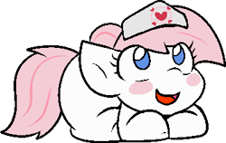 Size: 349x221 | Tagged: safe, alternate character, alternate version, artist:zutcha, nurse redheart, earth pony, pony, g4, cute, female, heartabetes, looking up, lying down, mare, open mouth, open smile, ponyloaf, prone, simple background, smiling, solo, transparent background