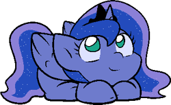 Size: 373x228 | Tagged: safe, alternate character, alternate version, artist:zutcha, princess luna, alicorn, pony, g4, cute, female, filly, looking up, lunabetes, lying down, ponyloaf, prone, simple background, smiling, solo, transparent background, woona, younger
