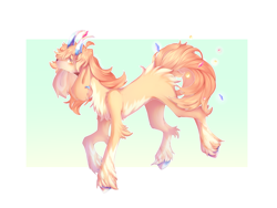 Size: 2828x2121 | Tagged: safe, artist:prettyshinegp, oc, oc only, pony, abstract background, chest fluff, female, high res, horns, mare, solo, unshorn fetlocks