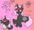 Size: 1994x1761 | Tagged: safe, artist:goblinkimg, oc, oc:heartstring fiddler, changeling, changeling oc, collar, gradient background, heart, heart eyes, heart wings, pet changeling, pet play, petting, pink changeling, pink mane, silly, silly changeling, wingding eyes