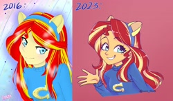 Size: 3832x2256 | Tagged: safe, artist:tomi_ouo, sunset shimmer, human, equestria girls, g4, cute, fake ears, grin, high res, redraw, smiling
