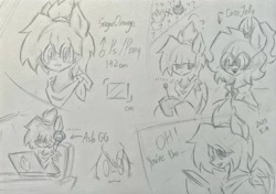 Size: 3992x2816 | Tagged: safe, artist:rony, oc, oc only, oc:coco jelly, oc:sugar orange, pegasus, pony, fanfic:equestria federation, computer, high res, laptop computer, traditional art