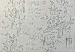 Size: 4400x3088 | Tagged: safe, artist:rony, oc, oc only, oc:cold froth, earth pony, monster pony, pony, alcohol, cyrillic, gun, russian, tentacles, traditional art, vodka, weapon