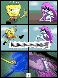 Size: 7500x10000 | Tagged: safe, artist:chedx, twilight sparkle, alicorn, hedgehog, pony, comic:learning with pibby glitch battles, g4, comic, commission, crossover, male, multiverse, pibby, sea sponge, sonic the hedgehog, sonic the hedgehog (series), spongebob squarepants, spongebob squarepants (character), twilight sparkle (alicorn)
