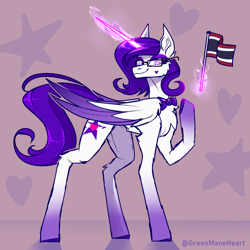 Size: 3000x3000 | Tagged: safe, artist:greenmaneheart, oc, oc:violet sparkle, alicorn, pony, concave belly, female, flag, folded wings, gradient hooves, high res, horn, large wings, long horn, long legs, magic, mare, national flag, signature, skinny, solo, standing, sternocleidomastoid, thailand, thin, wings