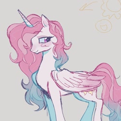 Size: 1306x1306 | Tagged: safe, artist:dulcesilly, princess celestia, alicorn, pony, g4, alternate hairstyle, colored sketch, pink-mane celestia, simple background, sketch, solo