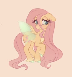 Size: 1332x1431 | Tagged: safe, artist:briarrosie, fluttershy, pegasus, pony, g4, alternate design, butterfly wings, colored hooves, cute, fairy wings, female, floppy ears, looking away, mare, pale belly, raised hoof, redesign, shy, shyabetes, simple background, solo, standing, unshorn fetlocks, wings