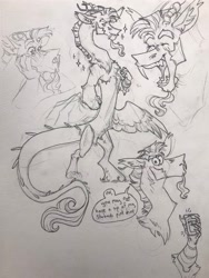 Size: 1536x2048 | Tagged: safe, artist:d3pressedr4inbow, discord, draconequus, g4, dialogue, open mouth, open smile, smiling, solo, traditional art