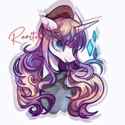Size: 1080x1080 | Tagged: safe, artist:tkotu434, rarity, pony, unicorn, g4, female, horn, looking at you, mare, name, solo
