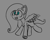 Size: 1067x848 | Tagged: safe, artist:cotarsis, fluttershy, pegasus, pony, g4, frog (hoof), gray background, grayscale, monochrome, open mouth, open smile, partial color, simple background, sketch, smiling, underhoof