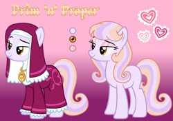 Size: 2865x2020 | Tagged: safe, artist:friendshipizfucked, oc, oc only, oc:prim n proper, earth pony, pony, adult blank flank, base used, blank flank, female, gradient background, high res, mare, nun, offspring, parent:suri polomare, parent:svengallop, parents:surigallop, reference sheet, solo