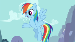 Size: 1280x720 | Tagged: safe, screencap, rainbow dash, pegasus, pony, g4, it ain't easy being breezies, flying, solo