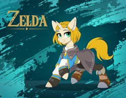 Size: 2794x2160 | Tagged: safe, artist:strafe blitz, pony, unicorn, clothes, female, high res, mare, ponified, princess zelda, solo, the legend of zelda, the legend of zelda: breath of the wild, the legend of zelda: tears of the kingdom