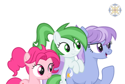 Size: 3000x2001 | Tagged: safe, artist:r4hucksake, oc, oc:amethyst sprint, oc:berry chase, oc:emerald dash, earth pony, pony, base used, female, filly, foal, high res, mare, simple background, transparent background