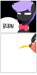 Size: 2000x4000 | Tagged: safe, artist:arche, oc, oc only, oc:arche medley, pony, bowtie, gasoline, meme, meme template, solo, speech bubble