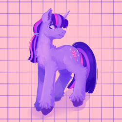 Size: 1413x1413 | Tagged: safe, artist:hederacea, twilight sparkle, pony, unicorn, g4, digital art, digital painting, pink background, simple background, solo, unicorn twilight