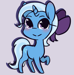 Size: 640x649 | Tagged: safe, artist:lilliesinthegarden, trixie, pony, unicorn, g4, blushing, bow, female, hair bow, heart, heart eyes, looking at you, mare, simple background, solo, wingding eyes
