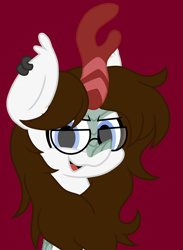 Size: 1918x2618 | Tagged: safe, artist:derpyalex2, oc, oc only, kirin, pony, digital art, ear piercing, glasses, kirin oc, piercing, simple background, smug