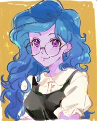 Size: 697x867 | Tagged: safe, artist:5mmumm5, izzy moonbow, human, equestria girls, g4, g5, ear piercing, earring, equestria girls-ified, g5 to equestria girls, g5 to g4, gem, generation leap, glasses, jewelry, piercing