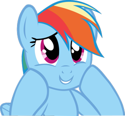 Size: 725x676 | Tagged: safe, artist:retroponybro, rainbow dash, pegasus, pony, daring don't, g4, base used, cute, dashabetes, female, mare, reaction image, simple background, smiling, solo, transparent background, vector