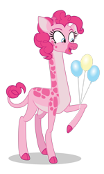 Size: 6000x10000 | Tagged: safe, artist:gypsykumquat, pinkie pie, giraffe, g4, .svg available, balloon, giraffe pie, giraffied, inkscape, show accurate, simple background, smiling, solo, species swap, transparent background, vector