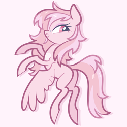 Size: 5000x5000 | Tagged: safe, artist:pilesofmiles, oc, pegasus, pony, g4, flying, multicolored hair, multicolored mane, multicolored tail, pegasus oc, piercing, pink background, simple background, solo, tail