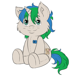 Size: 2480x2480 | Tagged: safe, alternate version, artist:micaza_, oc, oc:star logic, pony, unicorn, cute, doctor, high res, plushie, simple background, solo, transparent background