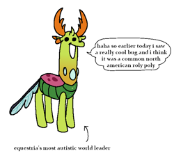 Size: 2604x2360 | Tagged: safe, artist:punkittdev, thorax, changedling, changeling, g4, autism, dialogue, high res, king thorax, male, open mouth, open smile, simple background, smiling, solo, speech bubble, white background