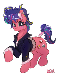 Size: 2400x3200 | Tagged: safe, artist:br0via, earth pony, pony, clothes, female, high res, jacket, mare, simple background, solo, transparent background