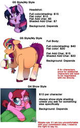 Size: 2400x3855 | Tagged: safe, alternate version, artist:ponykittenboi, sunny starscout, twilight sparkle, oc, oc:rose petal, earth pony, pony, unicorn, g4, g5, advertisement, belly, belly blush, big belly, blushing, braid, commission info, drink, female, filly, foal, g4 to g5, generation leap, glasses, high res, looking at you, mane stripe sunny, mare, multicolored hair, one eye closed, open mouth, preggy starscout, pregnant, round glasses, signature, simple background, smoothie, straw, text, tongue out, unicorn twilight, unshorn fetlocks, updated, updated image, watermark, white background, wink, winking at you