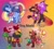 Size: 1695x1536 | Tagged: safe, artist:mrraapeti, oc, bat pony, piñata pony, pony, adoptable, adoptable open, gradient background, piñata, rainbow, siblings, twins