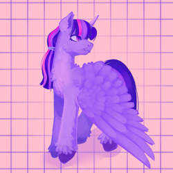 Size: 1413x1413 | Tagged: safe, artist:hederacea, twilight sparkle, alicorn, pony, g4, digital art, digital painting, pink background, simple background, solo, twilight sparkle (alicorn)