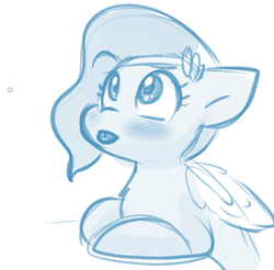 Size: 865x851 | Tagged: safe, artist:zutcha, pipp petals, pegasus, pony, g5, adorapipp, cute, monochrome, simple background, sketch, solo, tongue out, white background