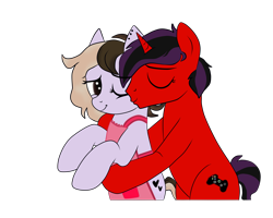 Size: 5000x4000 | Tagged: safe, alternate character, alternate version, artist:amgiwolf, artist:yesic01, oc, oc only, earth pony, pony, unicorn, apron, bipedal, cheek kiss, clothes, duo, kissing, simple background, transparent background, vector