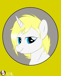 Size: 1036x1280 | Tagged: safe, artist:deltaprotobyte, oc, oc only, oc:kionagdl, alicorn, pony, simple background, solo, yellow background