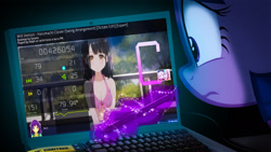 Size: 1280x720 | Tagged: safe, twilight sparkle, alicorn, pony, g4, computer, graphics tablet, harumachi clover, laptop computer, osu!, rhythm game, wacom, wooting, wooting 60he