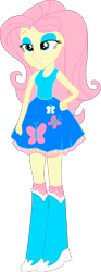Size: 716x1920 | Tagged: safe, artist:smbros, fluttershy, human, equestria girls, g4, blue, blue eyeshadow, boots, clothes, crossover, eyeshadow, female, ice, ice flower, lidded eyes, makeup, princess peach, shoes, simple background, smugshy, socks, solo, super mario bros., the super mario bros. movie, transparent background