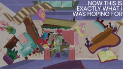 Size: 1920x1080 | Tagged: safe, edit, edited screencap, editor:quoterific, screencap, discord, fluttershy, discordant harmony, g4, book, couch, discord's house, grandfather clock, plant