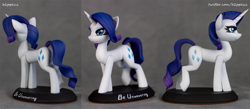 Size: 3581x1556 | Tagged: safe, artist:h1ppezz, rarity, pony, g4, figurine, irl, photo, solo
