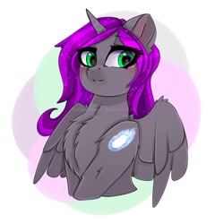 Size: 762x793 | Tagged: safe, artist:taiweiart, oc, oc only, alicorn, pony, alicorn oc, bust, commission, female, heart, heart eyes, horn, solo, wingding eyes, wings