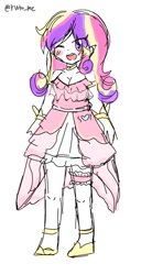 Size: 540x1056 | Tagged: safe, artist:ruto_me, princess cadance, human, g4, breasts, cleavage, clothes, dress, female, humanized, simple background, solo, white background