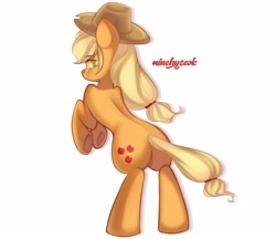 Size: 3465x3000 | Tagged: safe, artist:02vxmp, artist:minchyseok, applejack, earth pony, pony, g4, applebutt, butt, female, high res, plot, simple background, solo, underhoof, white background