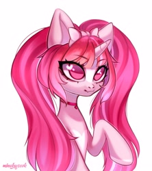 Size: 3535x3976 | Tagged: safe, artist:02vxmp, artist:minchyseok, oc, oc only, pony, unicorn, commission, fangs, female, heart, heart eyes, high res, horn, simple background, solo, unicorn oc, white background, wingding eyes