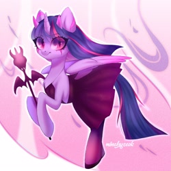 Size: 3000x3000 | Tagged: safe, artist:02vxmp, artist:minchyseok, twilight sparkle, alicorn, devil, pony, g4, clothes, costume, dress, female, high res, slit pupils, solo, twilight sparkle (alicorn)