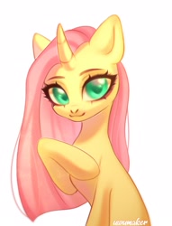 Size: 2222x2904 | Tagged: safe, artist:02vxmp, artist:minchyseok, fluttershy, pony, unicorn, g4, female, high res, race swap, solo, unicorn fluttershy