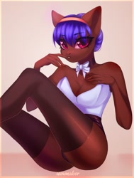 Size: 2444x3241 | Tagged: safe, artist:02vxmp, artist:minchyseok, oc, oc only, earth pony, anthro, anthro oc, breasts, cleavage, clothes, commission, female, high res, solo, stockings, thigh highs, ych result