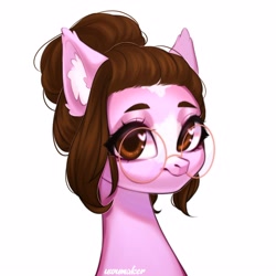 Size: 3000x3000 | Tagged: safe, artist:02vxmp, artist:minchyseok, oc, oc only, pony, bust, commission, female, glasses, high res, portrait, simple background, white background